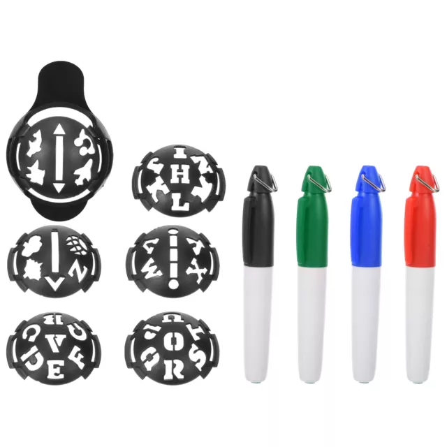 1Set Golf Ball Liner, Golf Marking Drawing Marker Tool with 4 Pens, Black