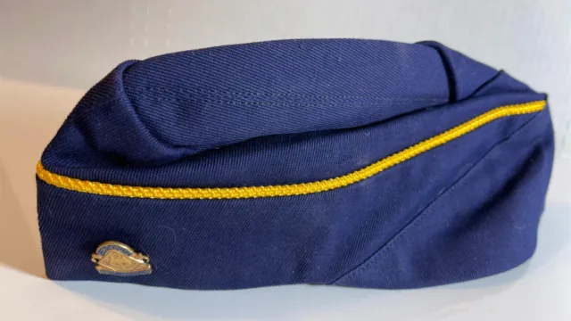 Vintage BSA Den Mother's Hat With Cub Scouts Pin - Model 827 Size 21 Blue