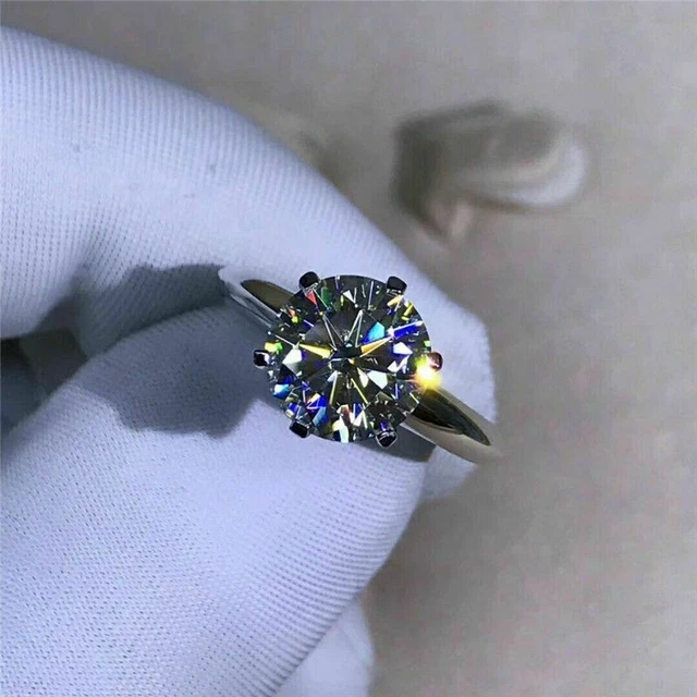 2Ct Round Cut Lab Created Diamond Engagement Ring 14K White Gold Plated Silver