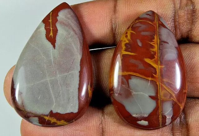 101Cts. Naturel Norina Jasper Poire Cabochon Pierre précieuse en vrac 2 Pcs...