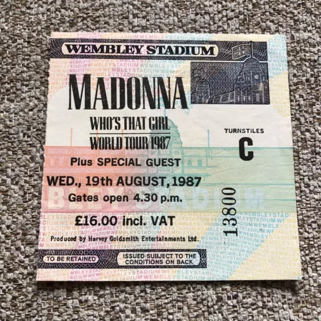 Madonna ticket Wembley 19/08/87 Who's That Girl tour  #13800