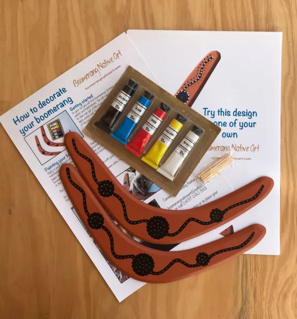 Australian Made Paint Your Own Boomerangs  Pack of 2 Boomerangs With Paints etc