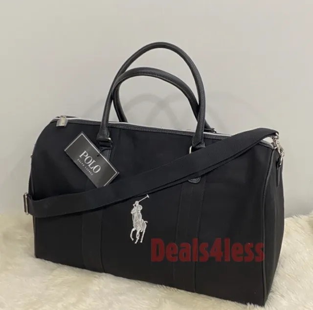 Ralph Lauren POLO Duffle Bag Gym Bag Classy Weekender Holdall Luggage Black NEW