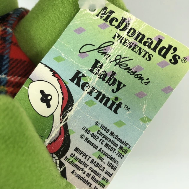 Vtg. 1987 Kermit The Frog Jim Henson Muppet McDonald's Stuffed Plush Toy7" 2