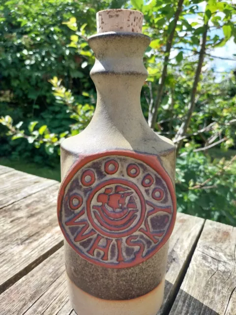 Vintage Tremar Studio Pottery Whisky Bottle Decanter Cornwall Celtic