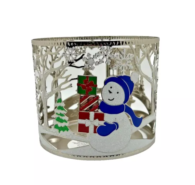 Bath And Body Works Christmas Snowman Winter Forest 3 Wick Candle Holder Sleeve