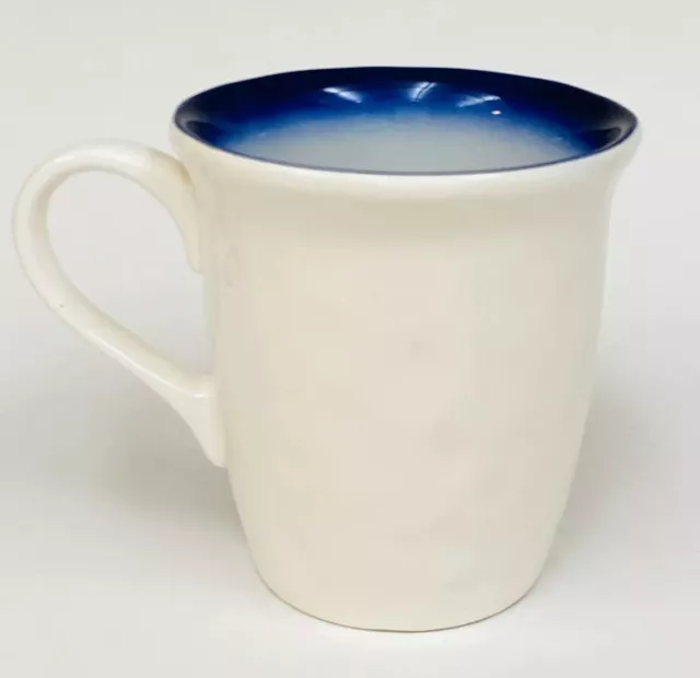 Matceramica White Exterior Cobalt Blue Shaded Interior Dimpled Mug Portugal 4"
