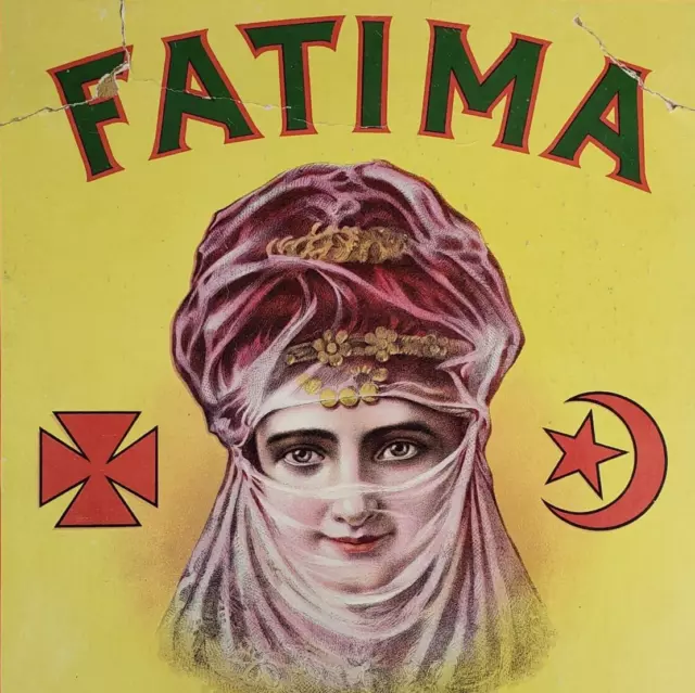 Fatima Turkish Cigarettes Sign c1986 Cardboard Turkey Vintage Advertising Ad B87