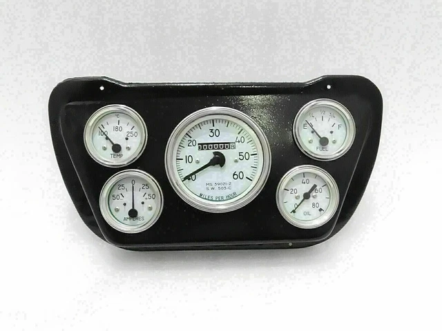 Fit For Jeep Willys Complete White Face Speedometer Mounting Black Plate