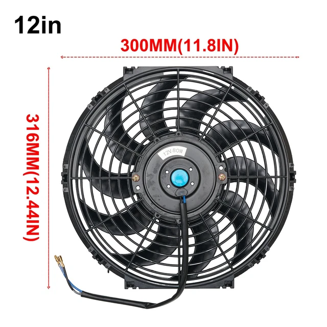 2X 10 Inch 1550 CFM Slim Electric Cooling Radiator Fans - Red - Performance/Custom Fit