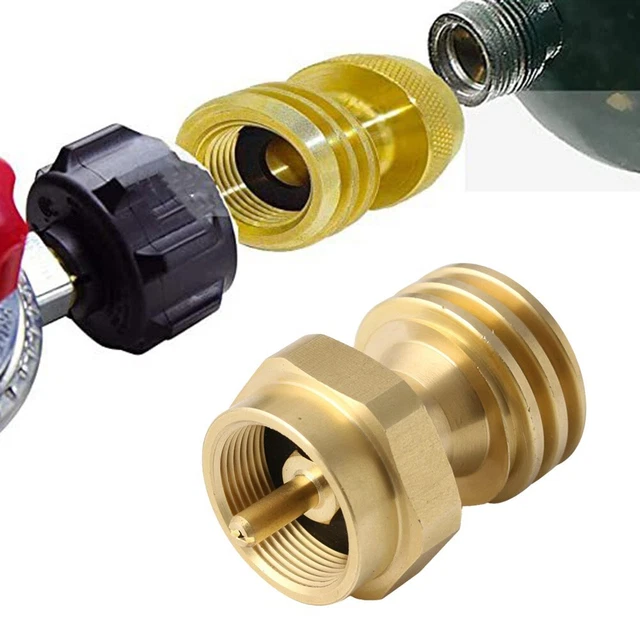 Adaptateur Propane En Laiton - Convertisseur Pour Réchaud De Camping - Raccord Canette Plate Vers Tuyau Gaz (42mm)
