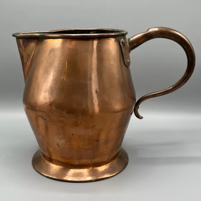 Large Antique Georgian Copper Jug Pitcher English 1 Gallon 8 Pint Early 19C Old