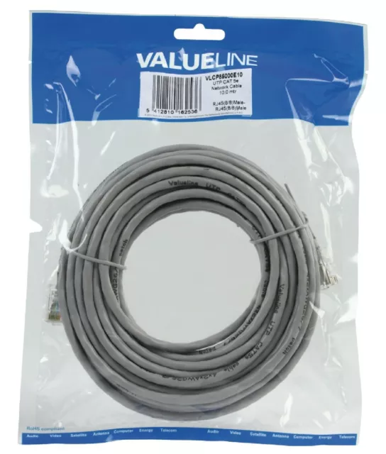 Valueline Nedis VLCP85000E10 10m UTP CAT 5E Network Cable - Grey