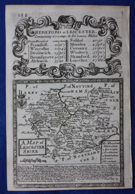 Original antique county map ENGLAND, LEICESTERSHIRE, Emanuel Bowen, 1724