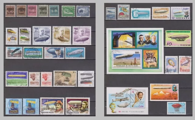 Collection AIRSHIPS / ZEPPELINS on stamps - some overprints Dresden + Zeppelins!