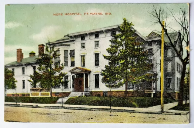 Fort Wayne IN Indiana Hope Hospital Vintage 1908 Postcard L7