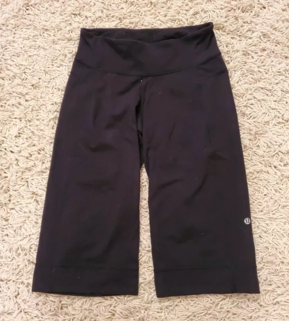 LULULEMON BLACK LUON-HIGH Waist *Wide Leg Crop* Pants-Size 8 (Rare