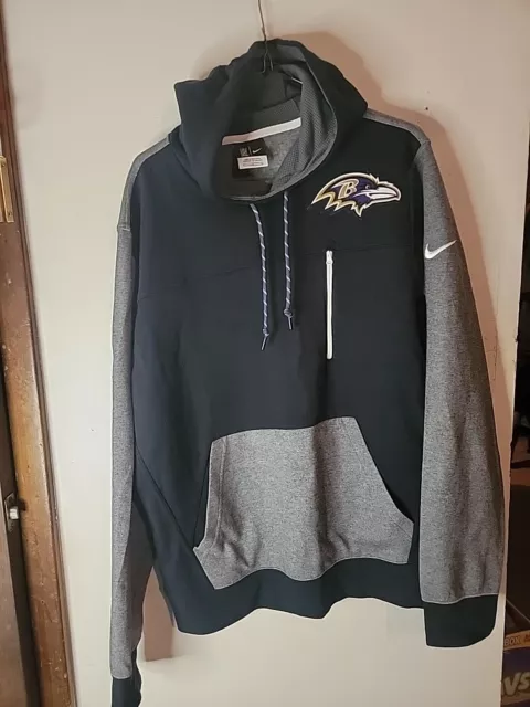 Baltimore Ravens Sweatshirt Men's L Black Gray Nike Hoodie Pullover NFL