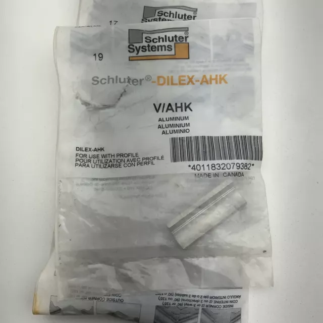 3 Schluter Systems Dilex-AHK perfil V/AHK conector 5/8 in. x 2 in. aluminio
