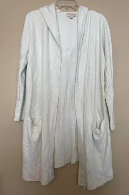 Barefoot Dreams CozyChic Lite Hooded Cardigan Sweater White Women's Size Medium