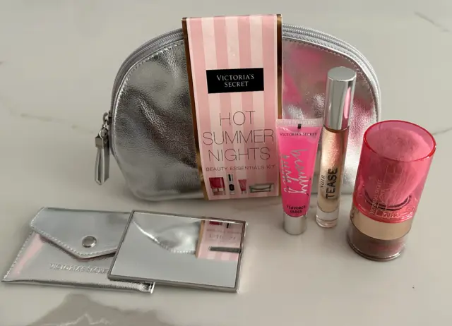 Victoria's Secret Silver Kit:Instant Bronzing Shimmer Powder,Lipgloss,Rollerball