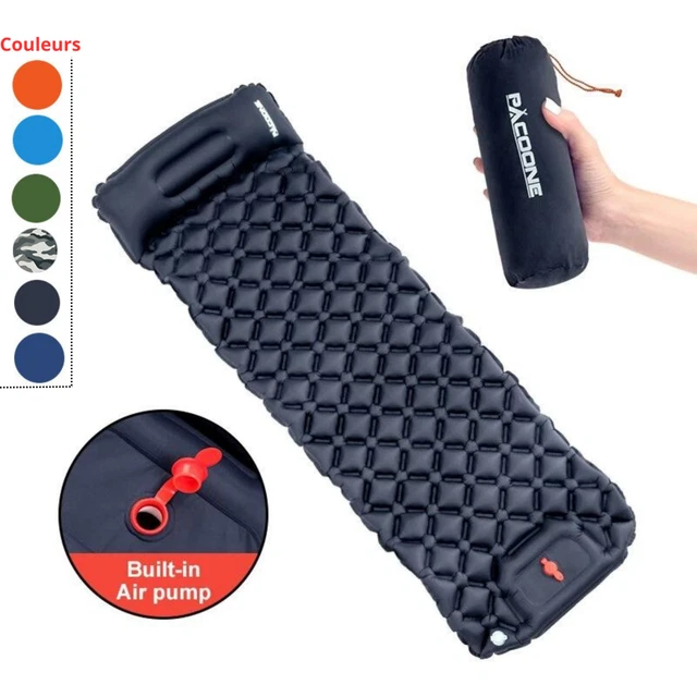 Matelas Gonflable de Camping en Plein Air Tapis d'Air Ultraléger avec Pompe TPU.