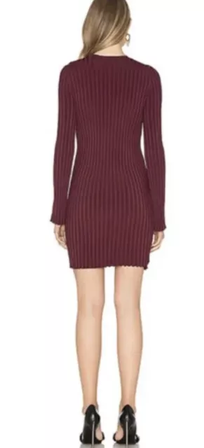 Elizabeth and James Penny Dress Bordeaux Ribbed Bodycon Long Sleeve Size M 3