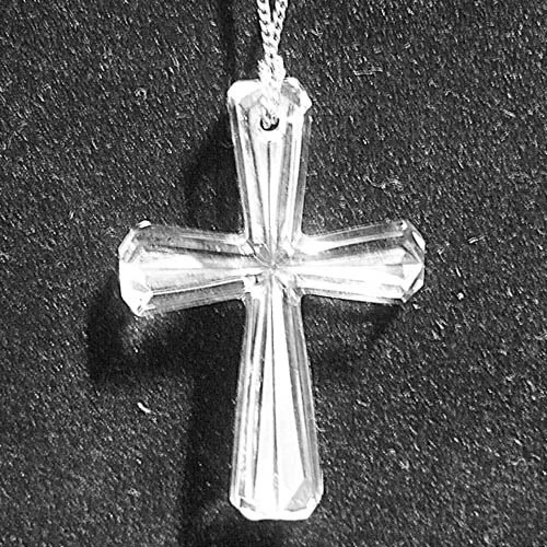 Cross Waterford Crystal 2" long Sterling Silver Chain Velvet Bag made in Ireland