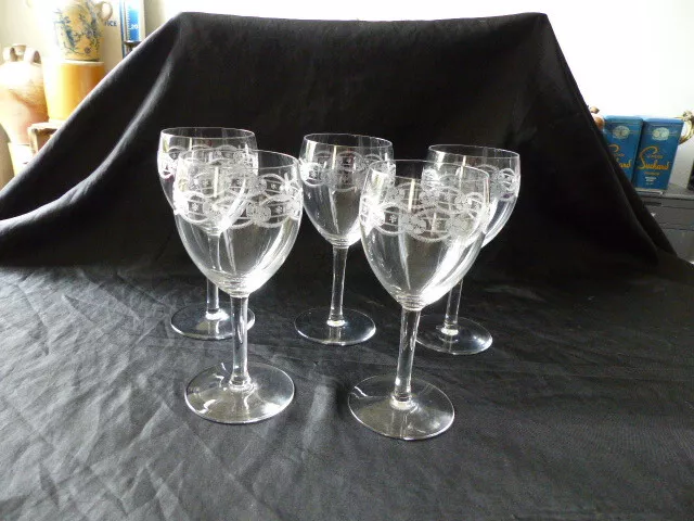 Lot De 5 Anciens Verre A Pied En Cristal Verre A Eau Ou A Vin St Louis Baccarat