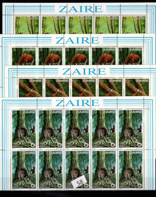 / 10X Zaire 1984 - Mnh - Wwf - Nature - Animals - Fauna