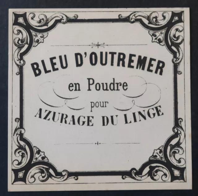 Ancienne étiquette BLEU OUTREMER en poudre  azurage du linge