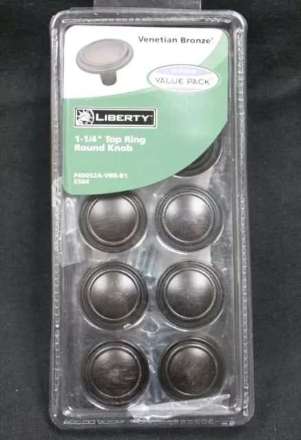 Set of 10 Liberty P40052A-VBR-B1 1-1/4" Venetian Bronze Round Cabinet Door Knob