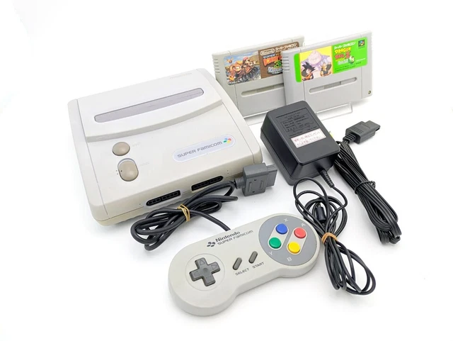 Nintendo SHVC-101 Super Famicom Jr Console SNES Japan Very Good 2Game Set