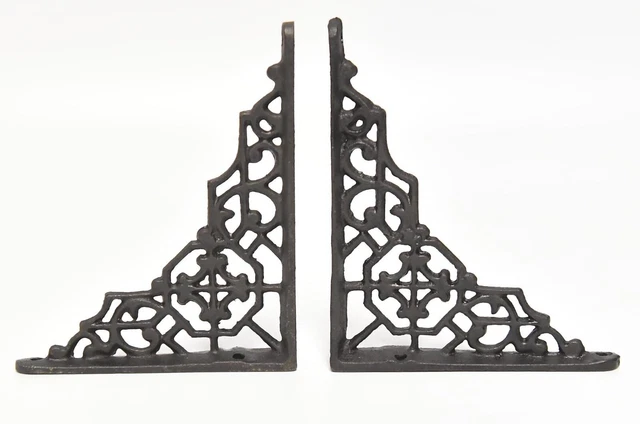Pair Of Cast Iron Shelf Bracket Supports  5 Inch
