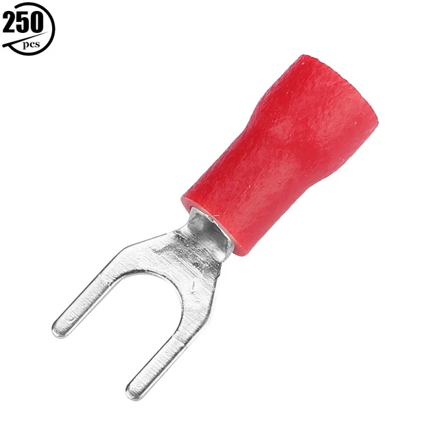 (Red)250pcs Set De Connecteurs De Bornes Set De Connecteur De Fourche à Sertir