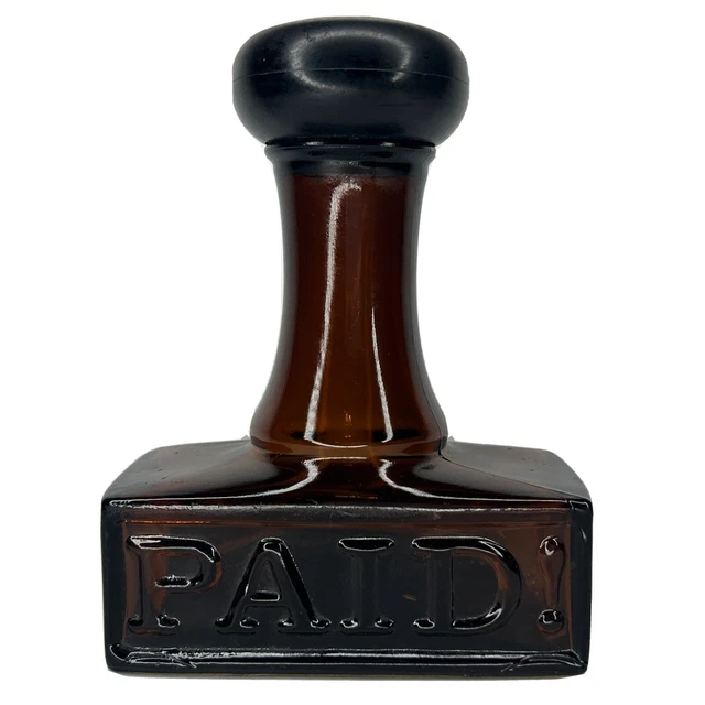 Vintage Avon "Paid!" Stamp Spicy After Shave Cologne Bottle Glass Decanter Empty