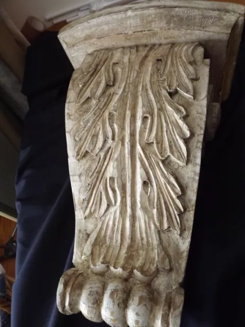MÉNDICE DE MADERA ORNAMENTADO grande 14.5"" de alto 10""wx6"" profundo ACANTO TALLADO HOJA must s MÉNDICE DE MADERA ORNAMENTADO grande 14.5"" de alto 10""wx6"" profundo ACANTO TALLADO HOJA must s