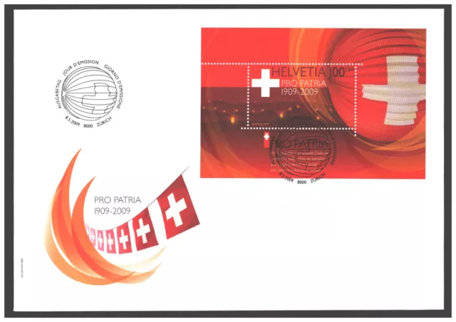 Schweiz 2009 - Mi. Block 44 "100 Jahre Stiftung Pro Patria" auf FDC