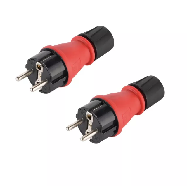 2x Schutzkontakt Stecker Schuko IP54 Außenbereich spritzwassergeschützt 230V 16A