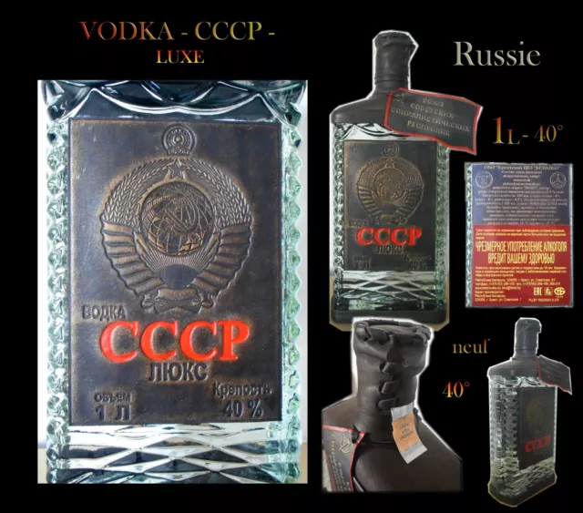 VODKA CCCP-LUXE-1L-40°-RUSSIE-RUSSE-AVEC cuir naturel-pour collection-neuf  EUR 65,00 - PicClick FR