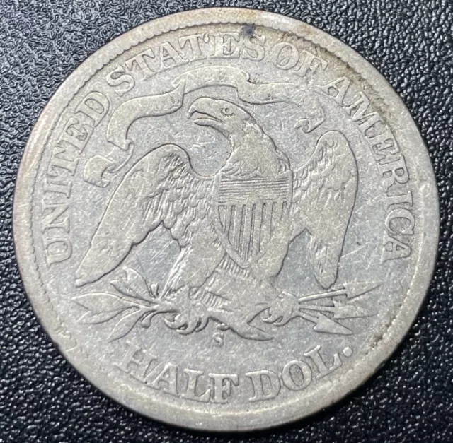1866 S Seated Liberty Half Dollar 50c Circulated