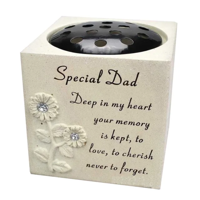 Special Dad Diamante Graveside Memorial Flower Pot Grave Vase Memorial Rose Bowl