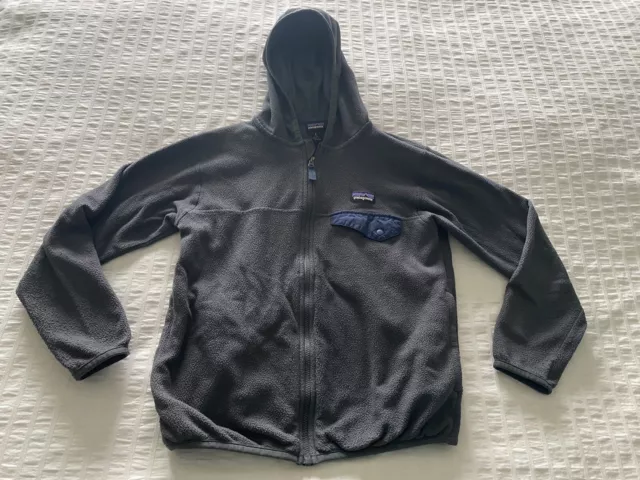Patagonia Micro D Hooded Grey Fleece Jacket Full Zip Boy’s Size S 7-8