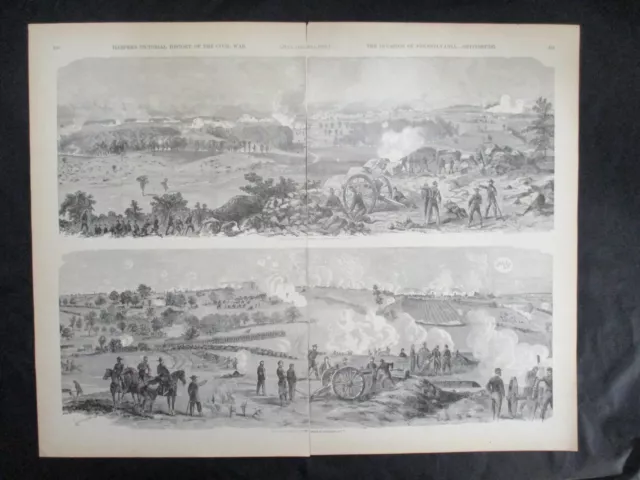 1894 Harper's Civil War Dual Print - Battle of Gettysburg, Little Round Top 1863