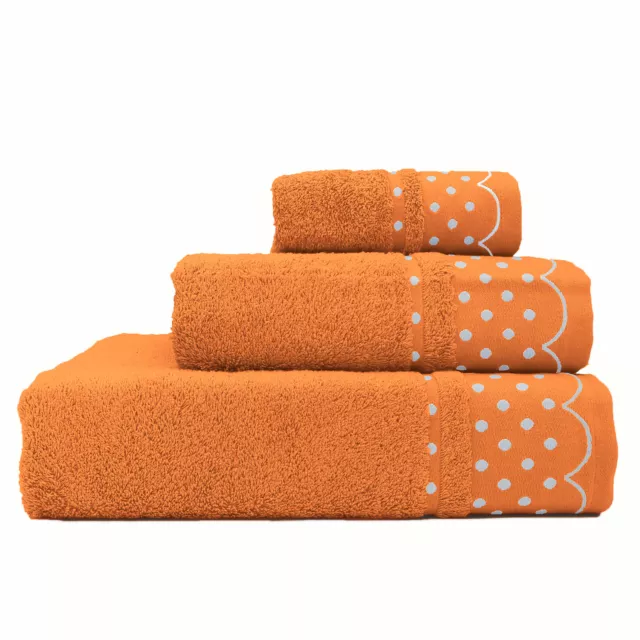 Lot de 3 Serviettes de Bain 100% Coton Éponge 450g Absorbants 3 Tailles, Orange