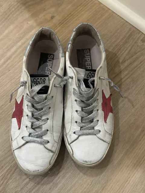 Golden Goose Superstar Women's 38 White With Pink Star silver