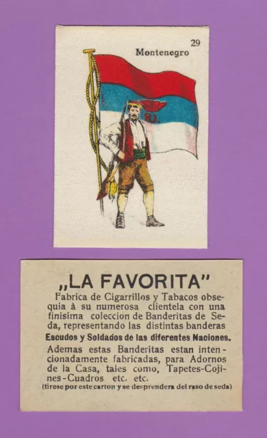 La Favorita (Canary Islands) - Scarce Silk Flags & Soldiers Card - Montenegro