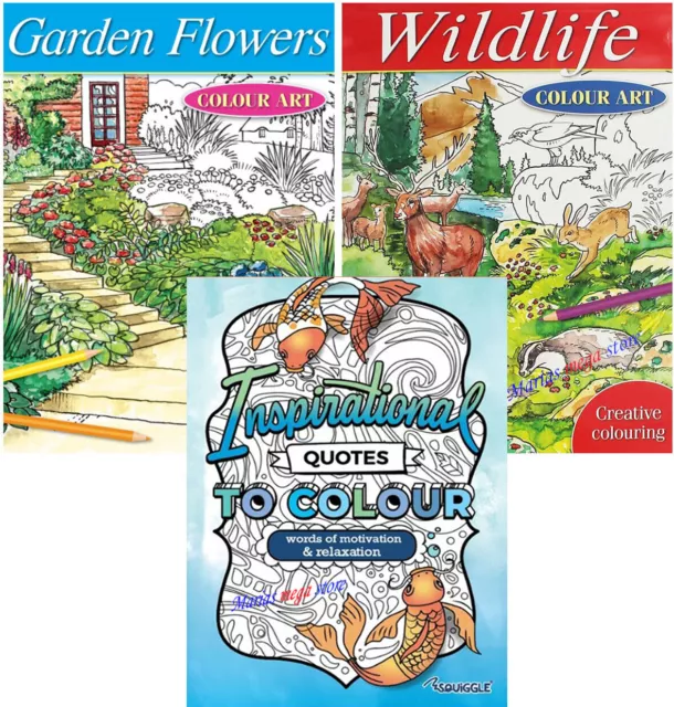 A4 Colouring Books Book Therapy ANTI-STRESS GARDEN - WILDLIFE - QUOTES- ALL AGES