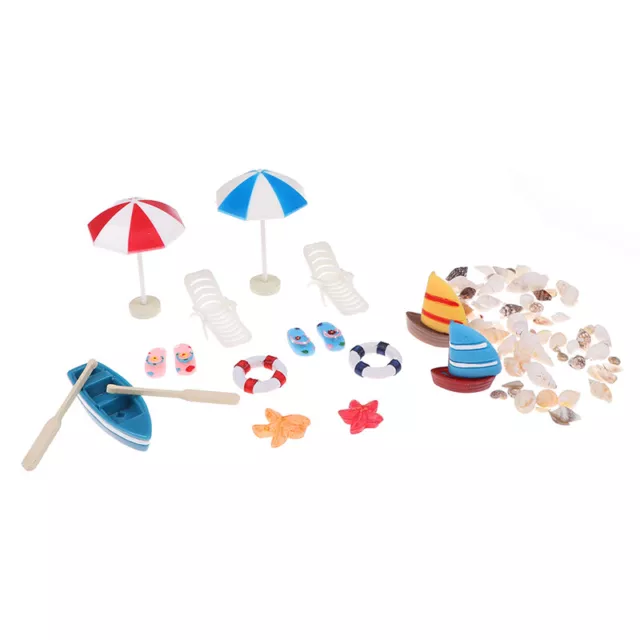 1:12 Dollhouse Miniature Sedia a sdraio Ombrellone da spiaggia Kit di conch   $d