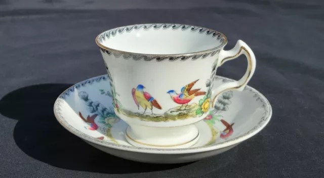 Vintage ROYAL STAFFORD England Bone China TEACUP & SAUCER Asian Bird Pattern